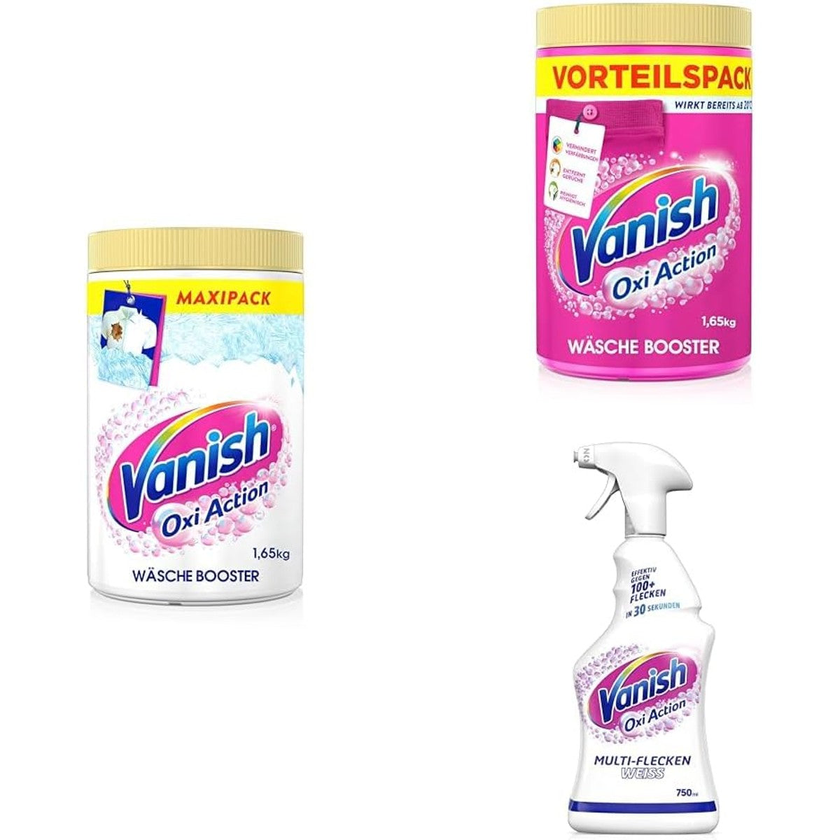 Vanish Oxi Action trio 2 x 1,65 kg + spray 750 ml – Vanish