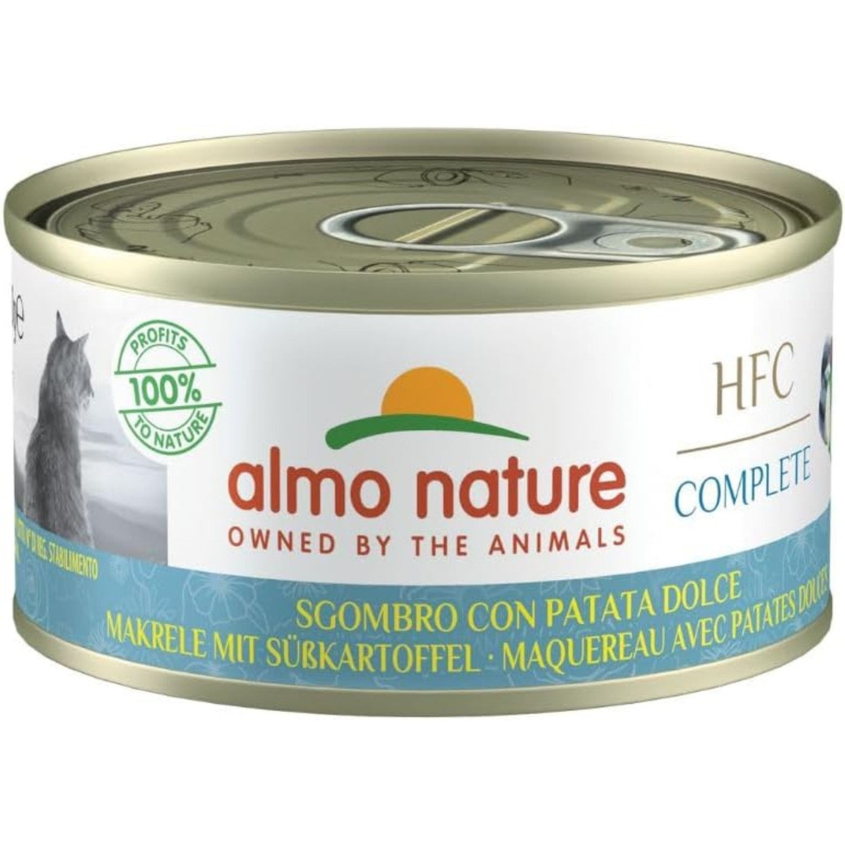 Almo Nature – HFC Complete – Makreel met zoete aardappel – natvoer voor volwassen katten, 24 verpakkingen à 70 g – almo nature