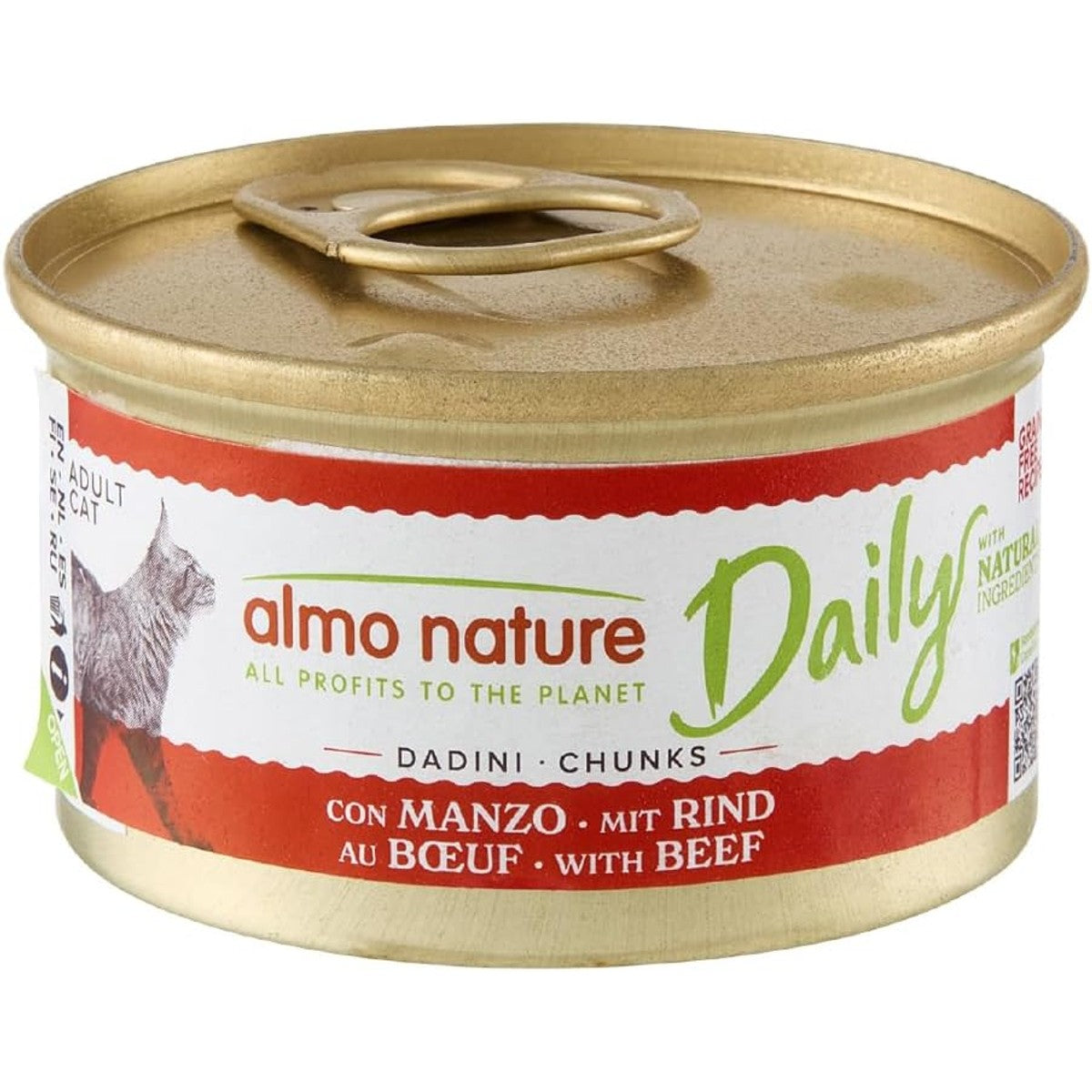 Almo Nature Daily - Natvoer voor volwassenen katten - hapjes - rundvlees - 85 g, verpakking van 24 – almo nature