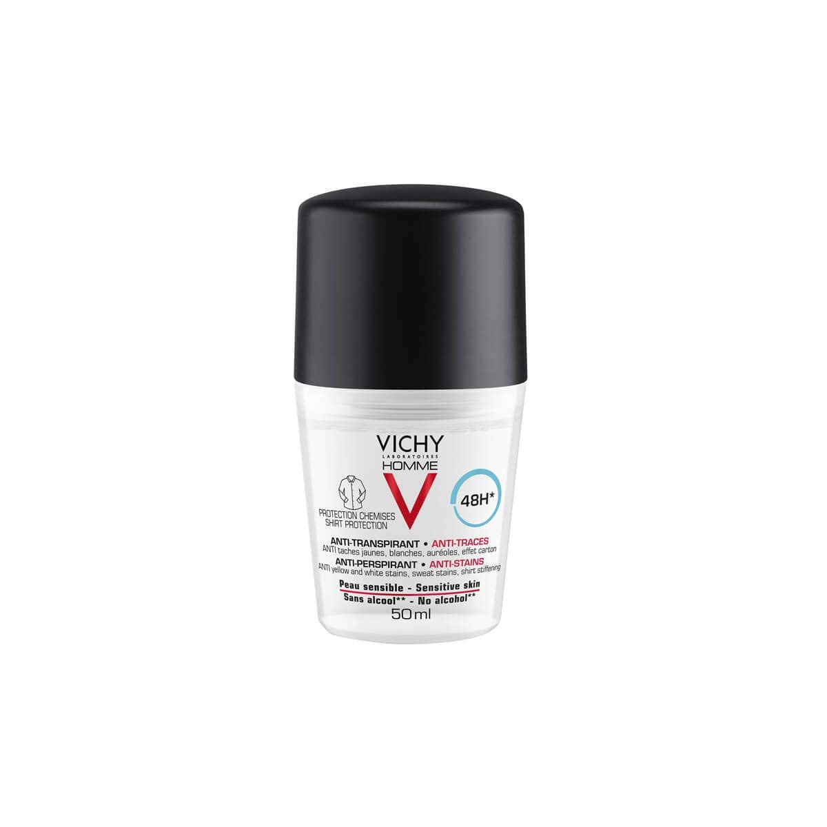 Vichy Homme Deodorant Antitranspirant Anti-vlek 48h, 50 ml