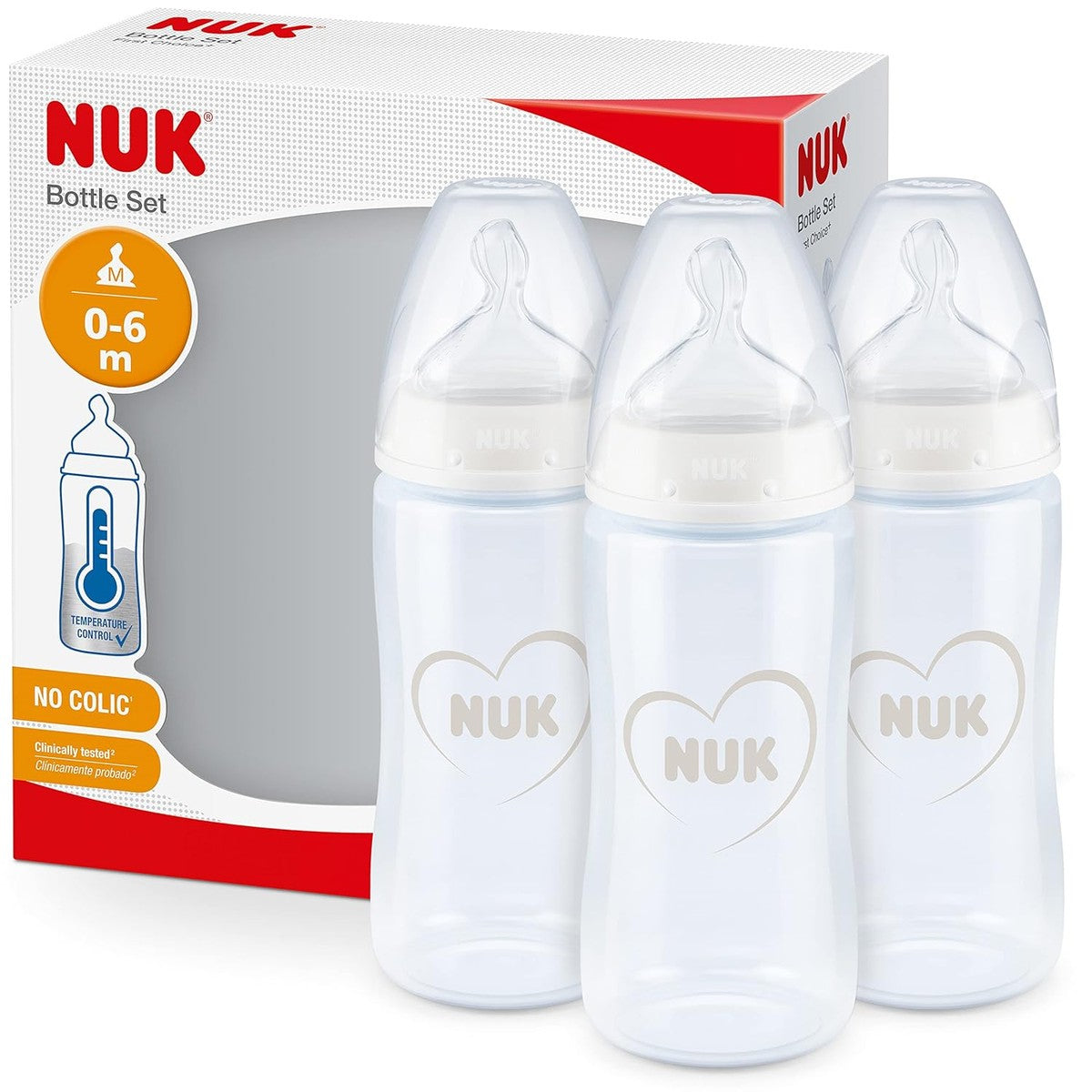 NUK First Choice+ babyfles set 150 ml grijs/wit, 3 stuks – NUK