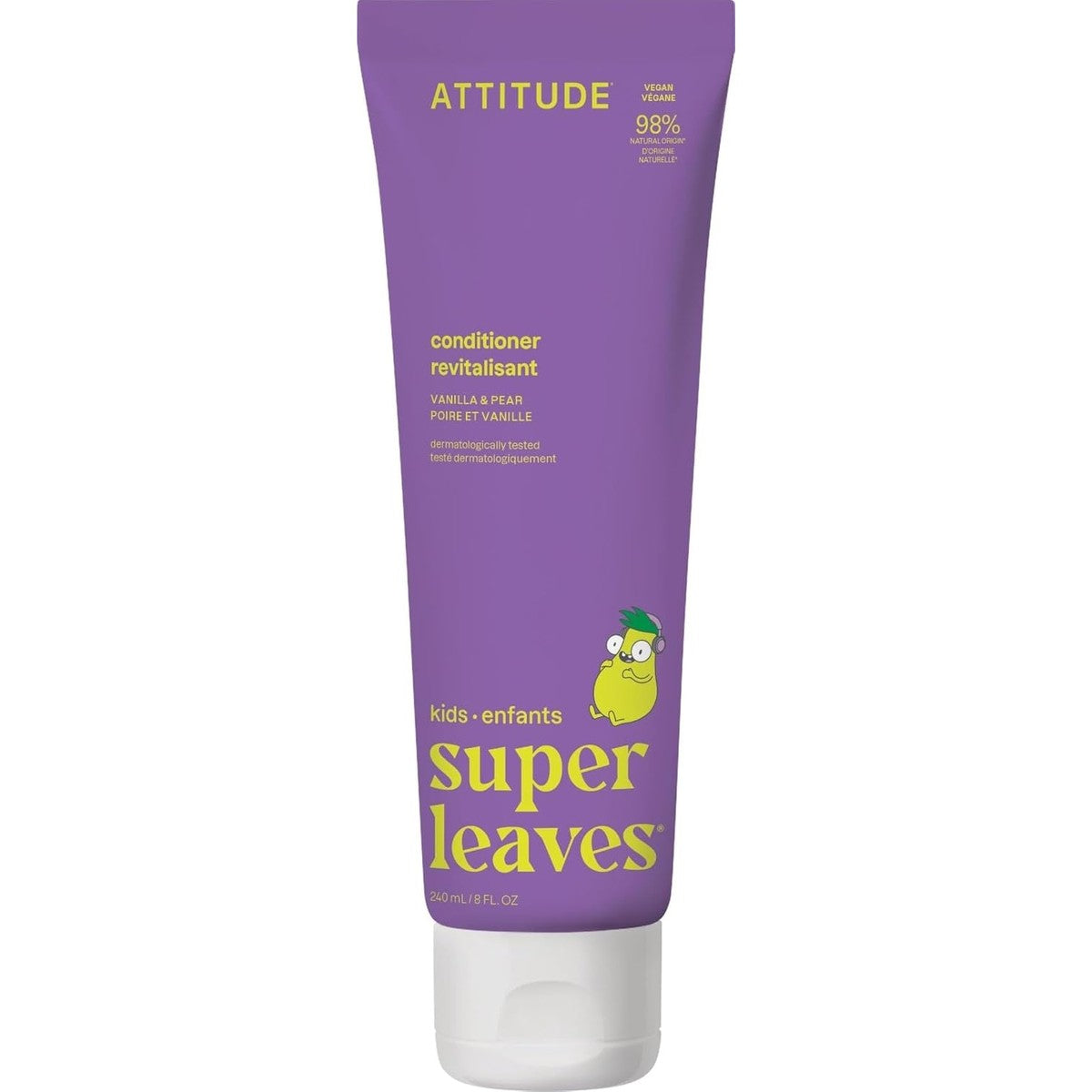 ATTITUDE Haarconditioner voor kinderen, dermatologisch geteste producten, op basis van planten en mineralen, veganistisch, vanille en peer, 240 ml – ATTITUDE