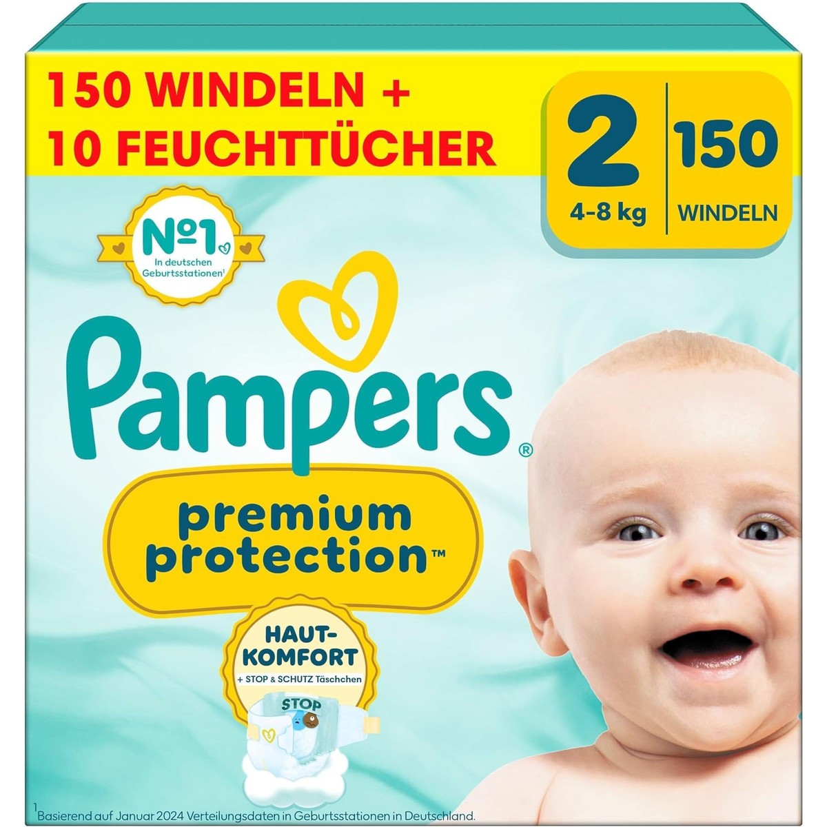 Pampers Premium Protection maat 2 4-8 kg + 10 Aqua-doekjes – Pampers