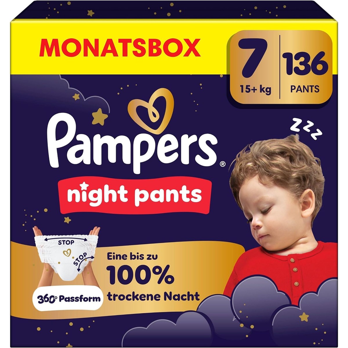 Pampers Night Pants maat 7, 136 luiers, 15 kg + – Pampers