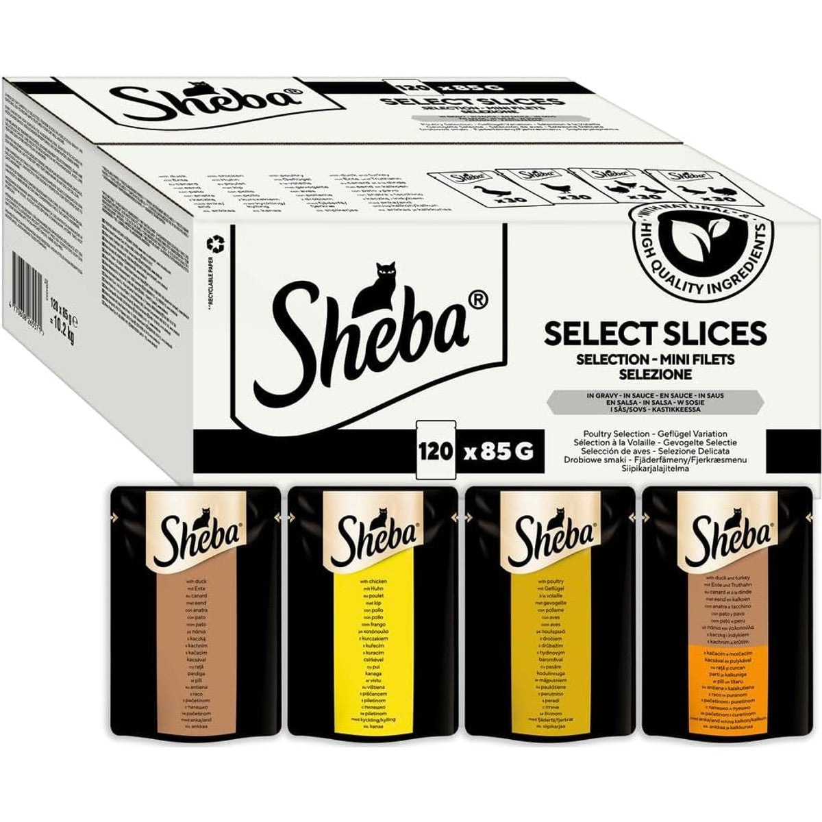 Sheba Selection natvoer kattenvoer gevogelte in saus 120 x 85 g