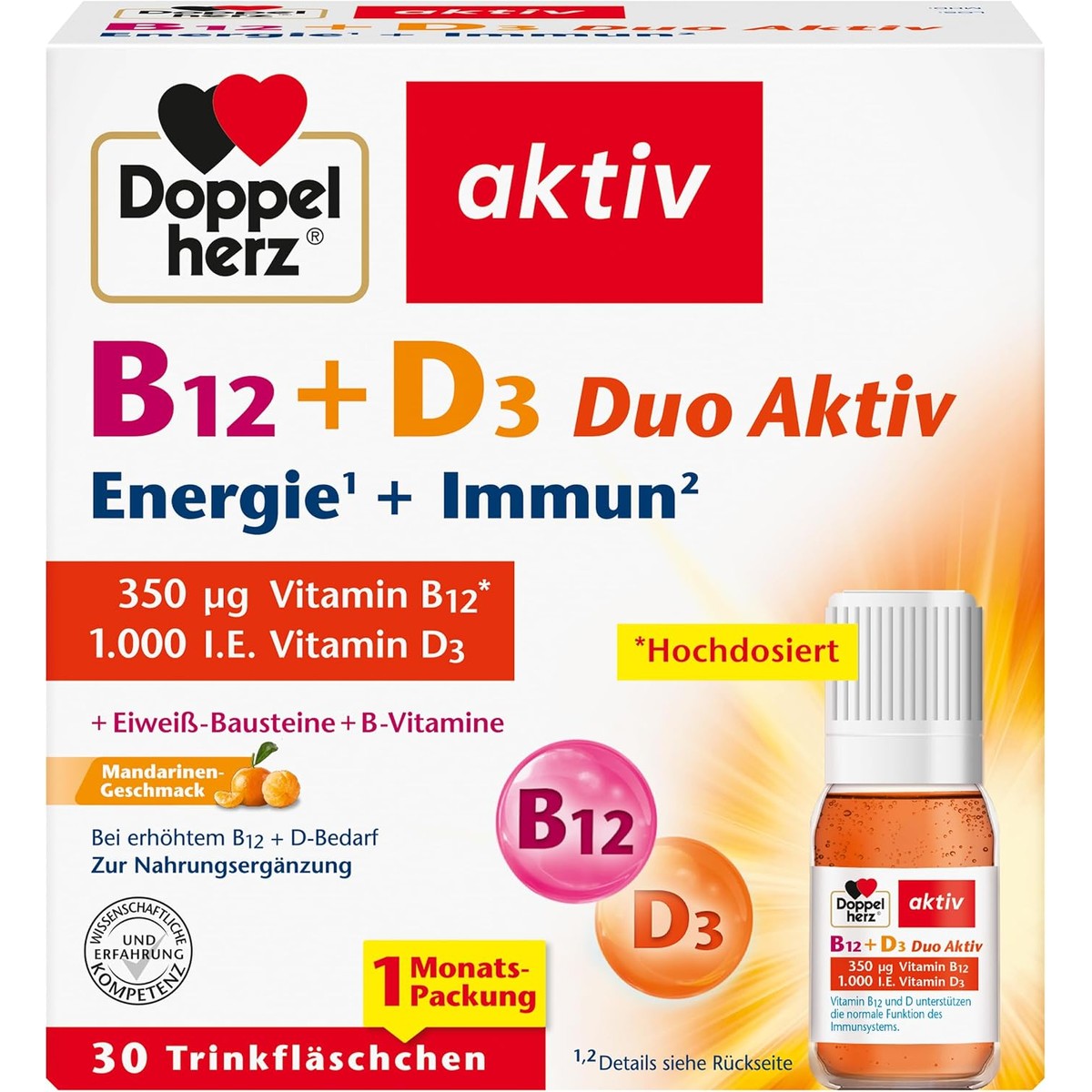 Doppelherz B12 + D3 Duo Actief - met mandarijnsmaak – Doppelherz
