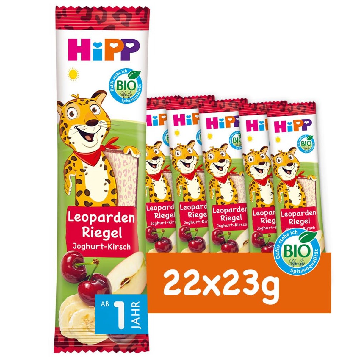 HiPP Leoparden reep yoghurt-kers in banaan 22 x 23 g – HiPP
