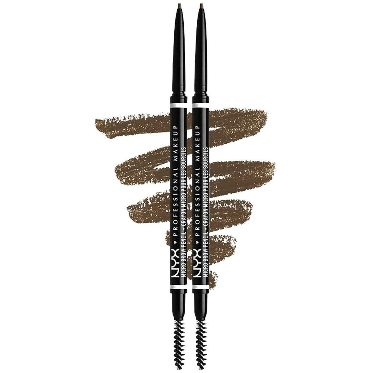 NYX Professional Makeup Micro Brow Pencil Dubbelpak, Dubbelzijdig met Uitdraaibare Wenkbrauwstift en Borstel, Veganistische formule, Kleur: Ash Brown – NYX PROFESSIONAL MAKEUP