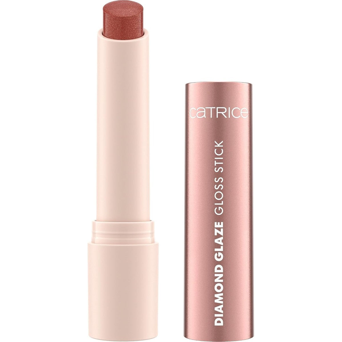 Catrice Diamond Glaze Gloss Stick, lippenstift, nr. 010, bruin, verzorgend, glanzend, stralend, glinsterend, veganistisch, olievrij, zonder conserveringsmiddelen, zonder parabenen, per stuk verpakt | Gloss stick in een bruine tint met – Catrice Cosmetics
