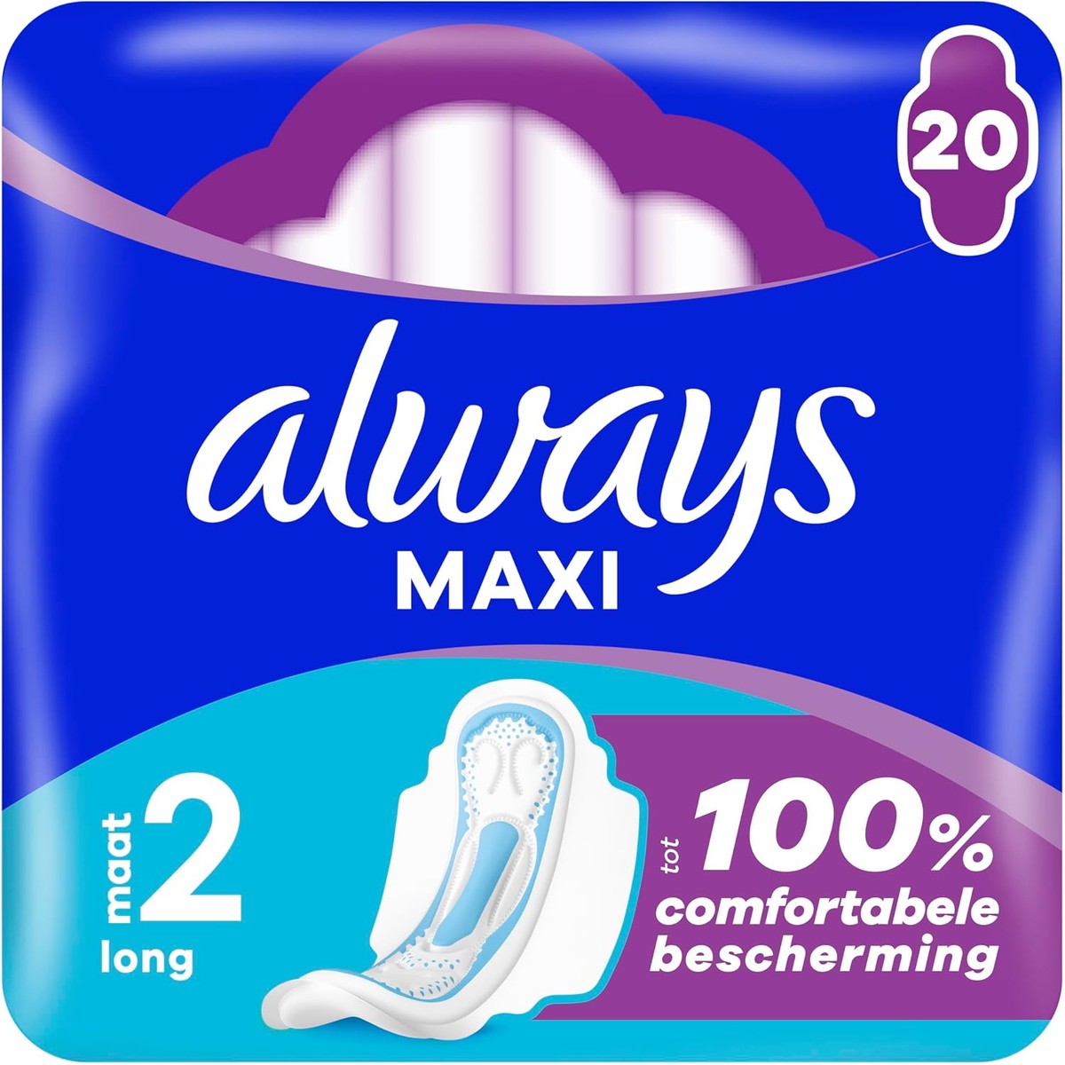 Always Maxi maandverband maat 2 lang 20 stuks met vleugels – Always
