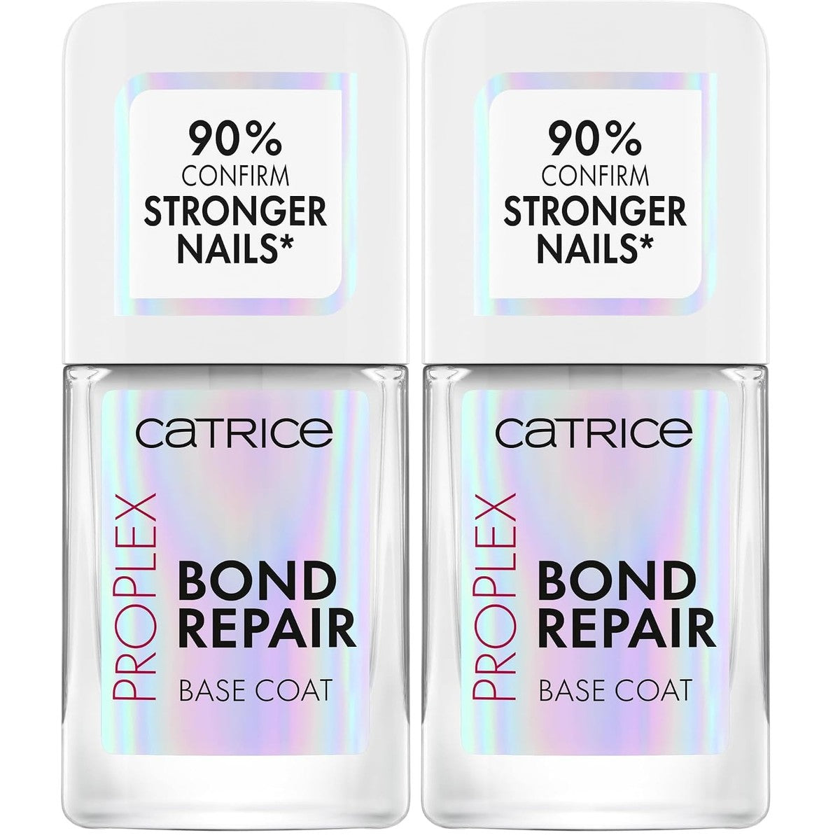 Catrice ProPlex Bond Repair Base Coat Nagelbalsem, nr. 010, transparant, langdurig, versterkend, natuurlijk, acetonvrij, veganistisch, zonder microplasticdeeltjes, zonder parfum, verpakking van 2 – Catrice Cosmetics