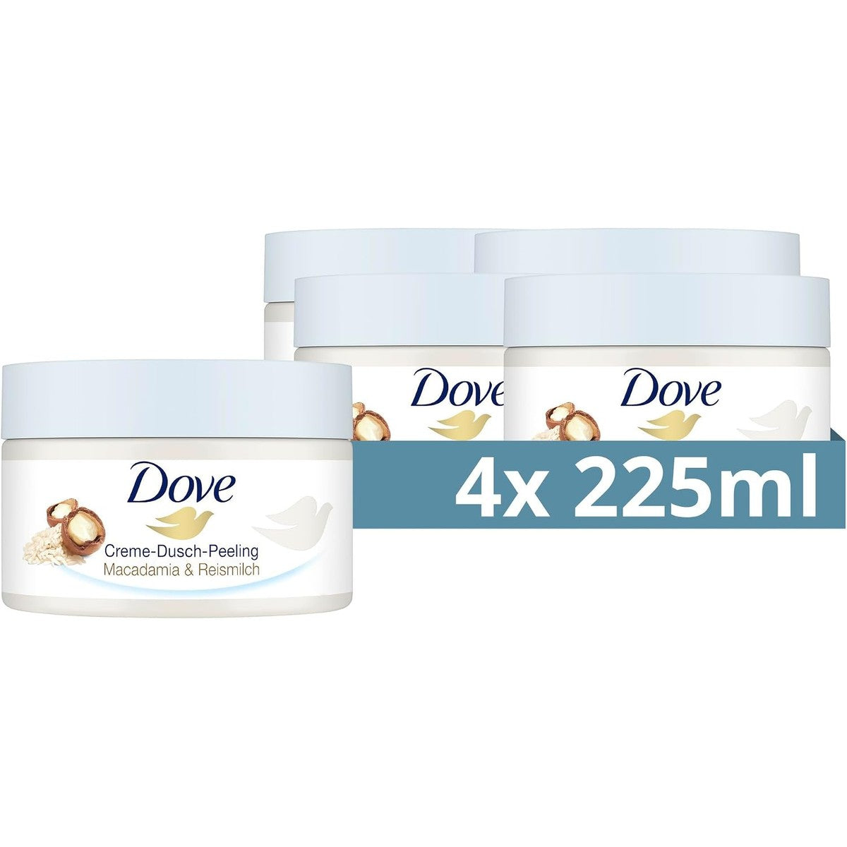 Dove Crème-douche-scrub Macadamia & rijstmelk 4 x 225 ml – Dove