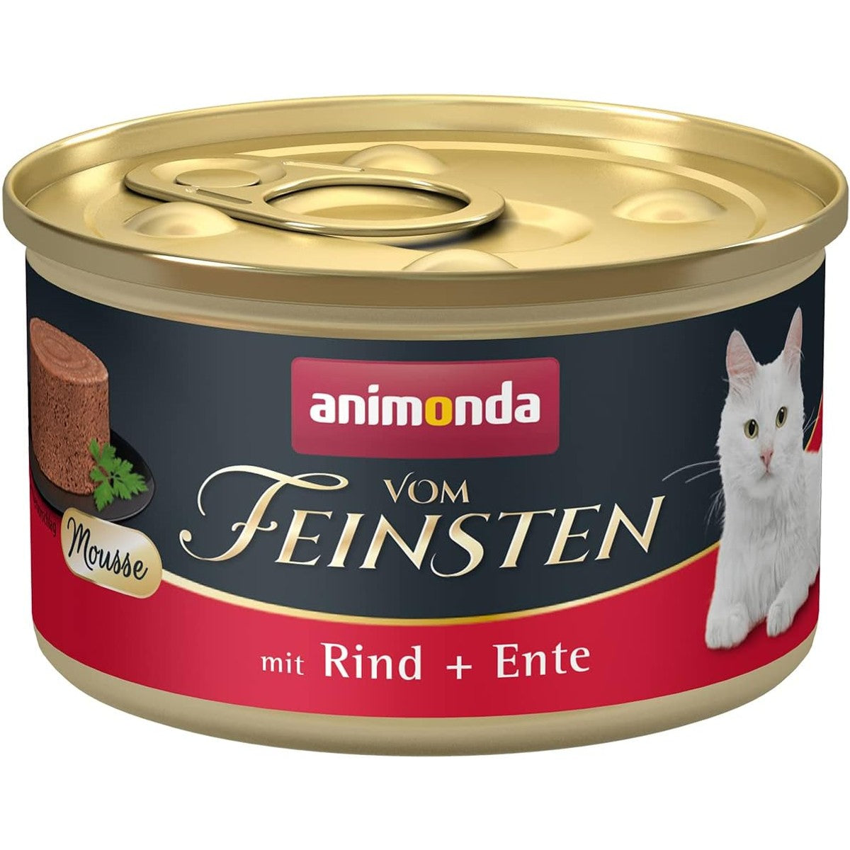animonda vom Feinsten Mousse Kattenvoer nat rund + eend (12 x 85 g), graanvrij kattenvoer nat zonder suiker, met verse, vlezige ingrediënten – animonda Vom Feinsten