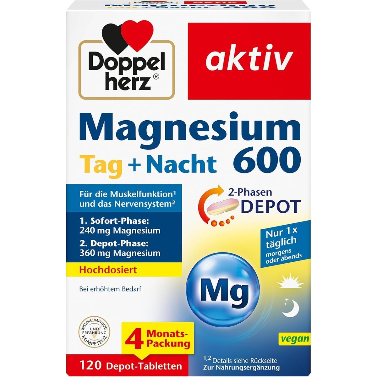 Doppelherz Magnesium 600 dag en nacht 2-fase depot – Doppelherz