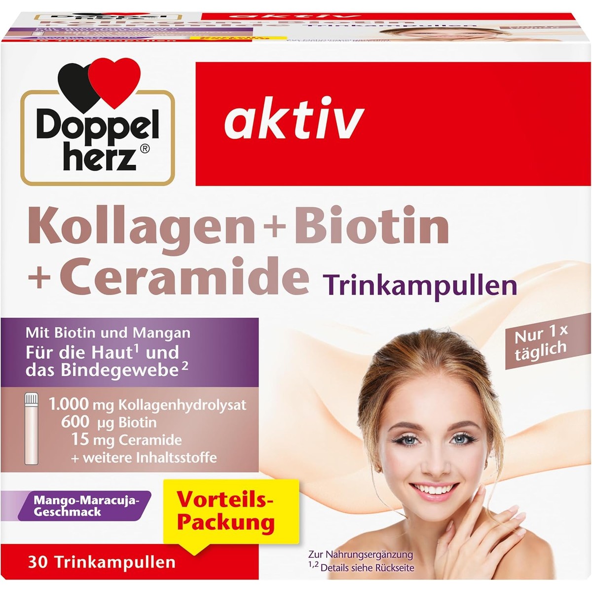 Doppelherz Collageen + biotine + ceramide - met mango-maracuja-smaak – Doppelherz
