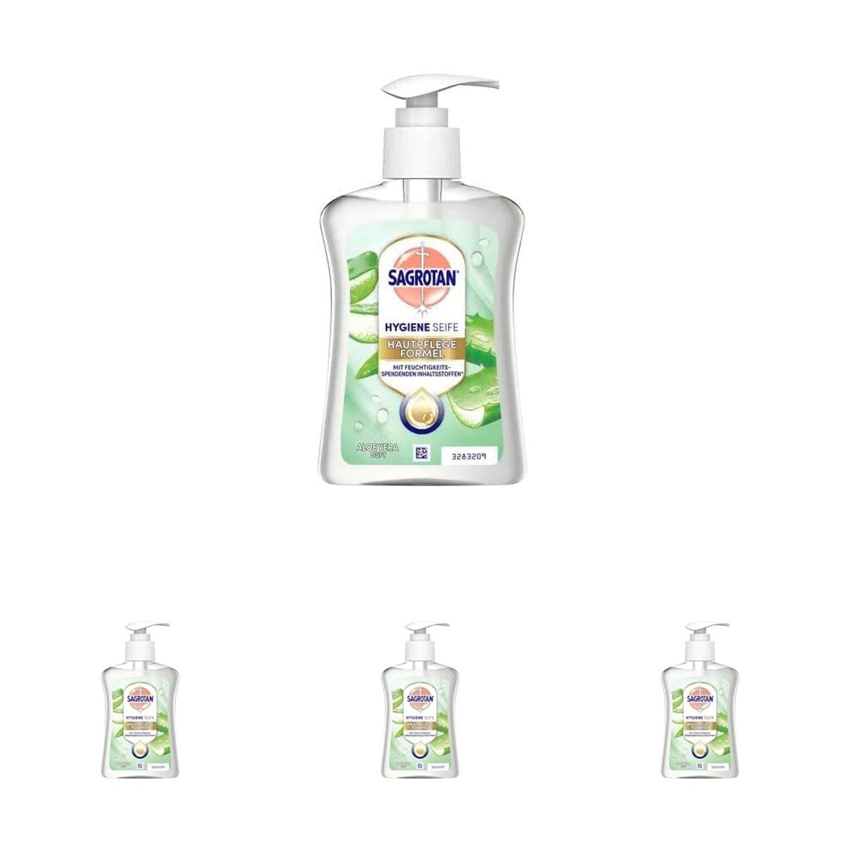 Sagrotan Handzeep Aloë Vera hygiënische vloeibare zeep, 1 x 250 ml zeepdispenser (verpakking van 4) – Sagrotan