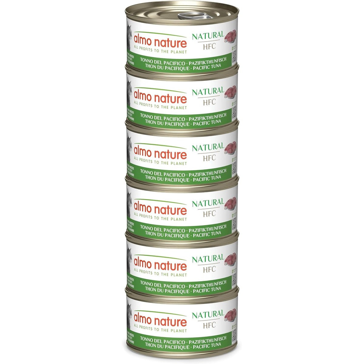 Almo Nature HFC Natural Natvoer voor volwassen katten, Pacific Tonijn, Human Grade, glutenvrij & monoproteïne, 6 x 70 g – almo nature