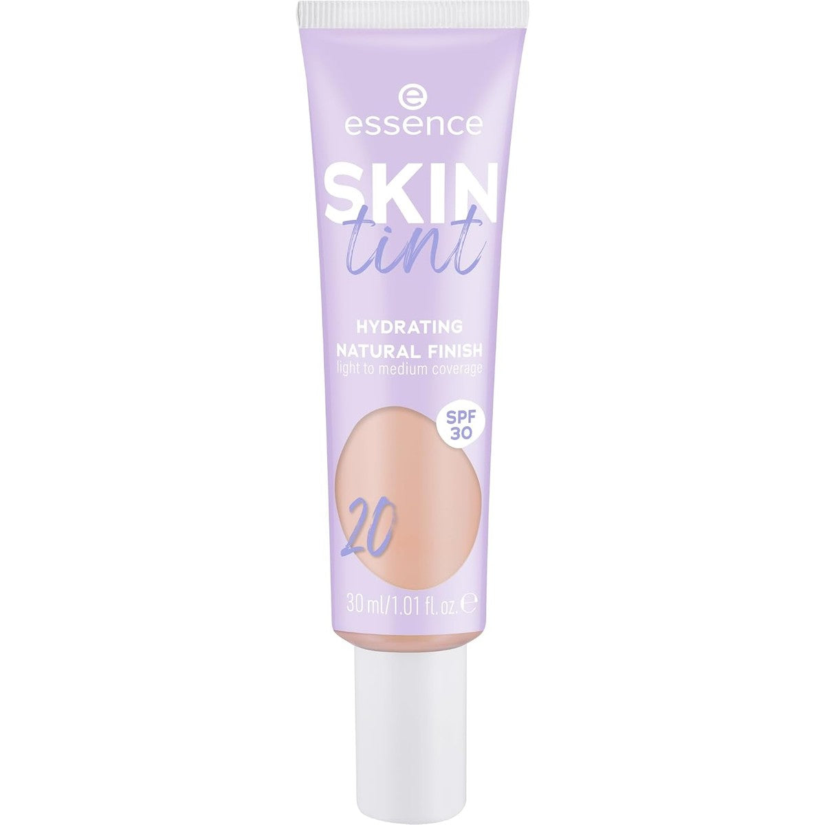 Essence SKIN Tint, Nr. 20, nude, hydraterend, natuurlijk, veganistisch, olievrij, UVA- en UVB-filter + SPF 30, zonder parfum, per stuk verpakt (30 ml) – Essence Cosmetics