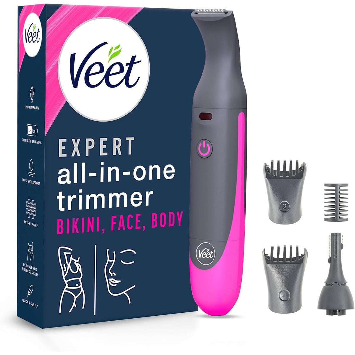 Veet Expert Intimate Trimmer voor gezicht en intieme zones – Veet