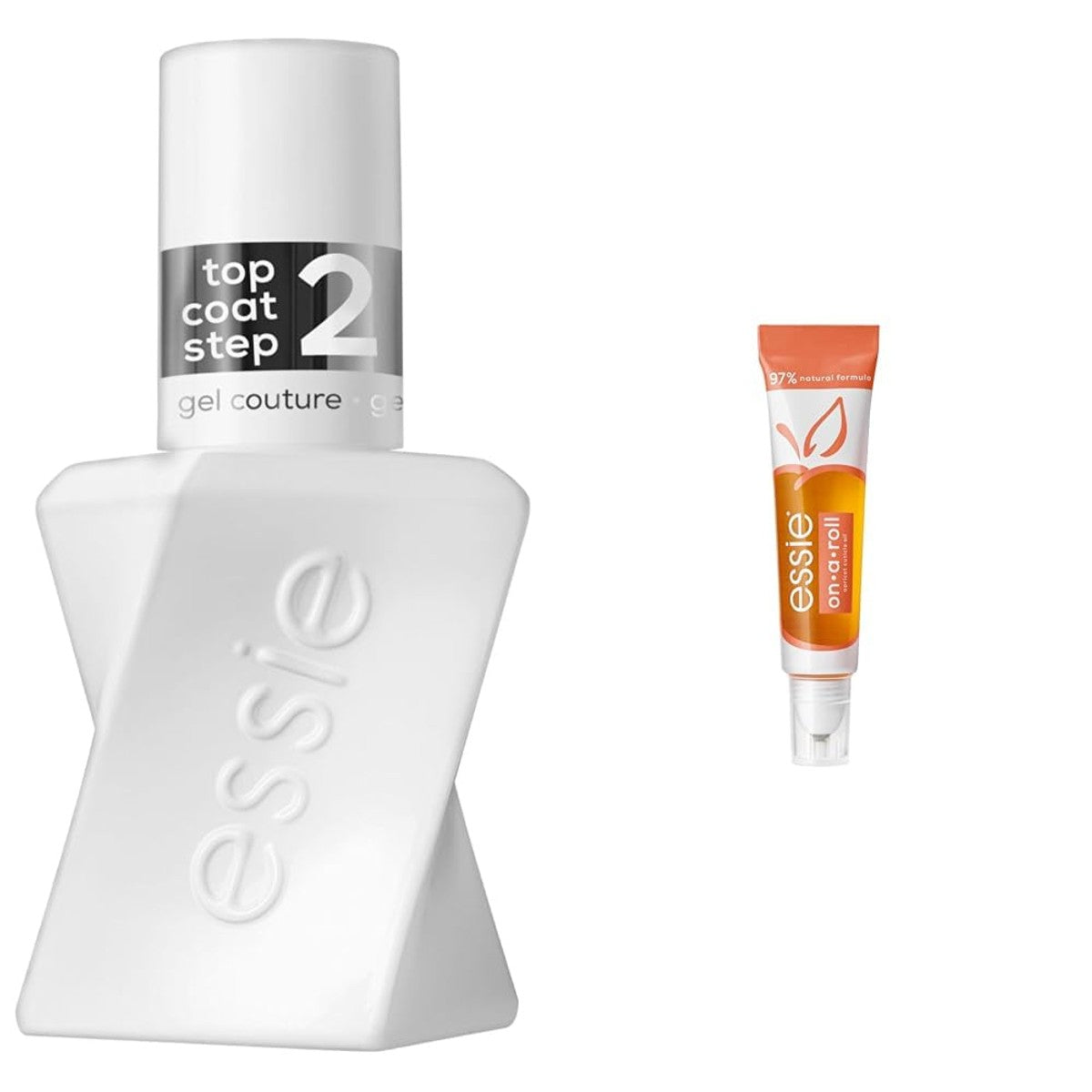 essie Gel Couture Top Coat (13,5 ml) en abrikoos nagelolie (13,5 ml) in set, glans en verzorging voor gezonde, langdurige manicure – essie