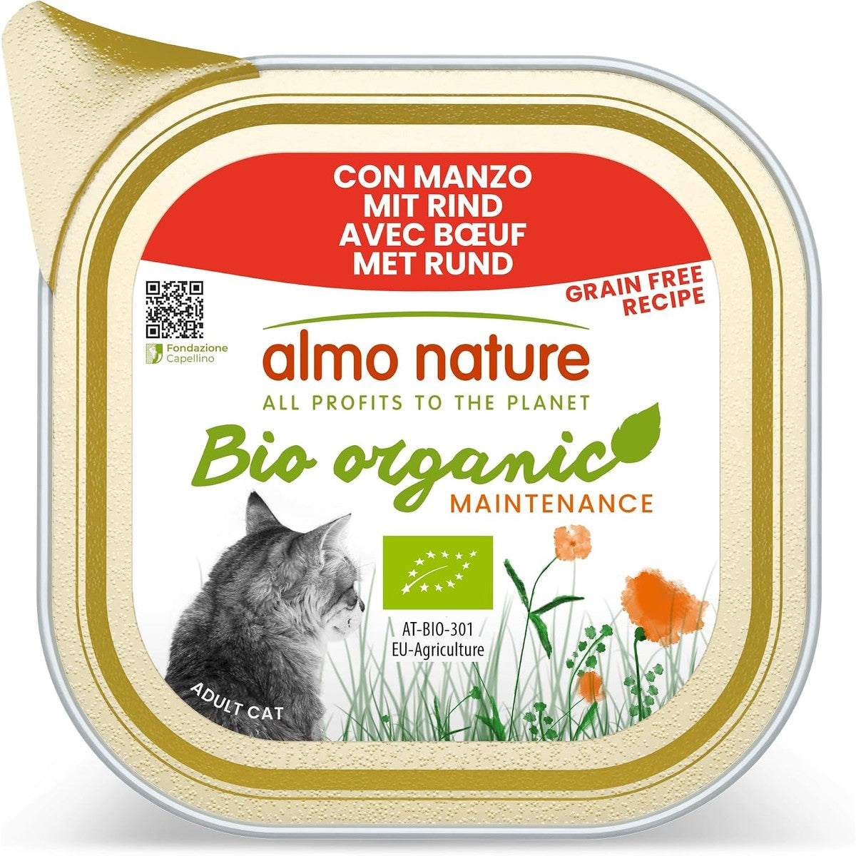 almo nature Biologisch biologisch onderhoud nat voor katten - met rundvlees 85 g x 19 stuks, 1,62 kg – almo nature