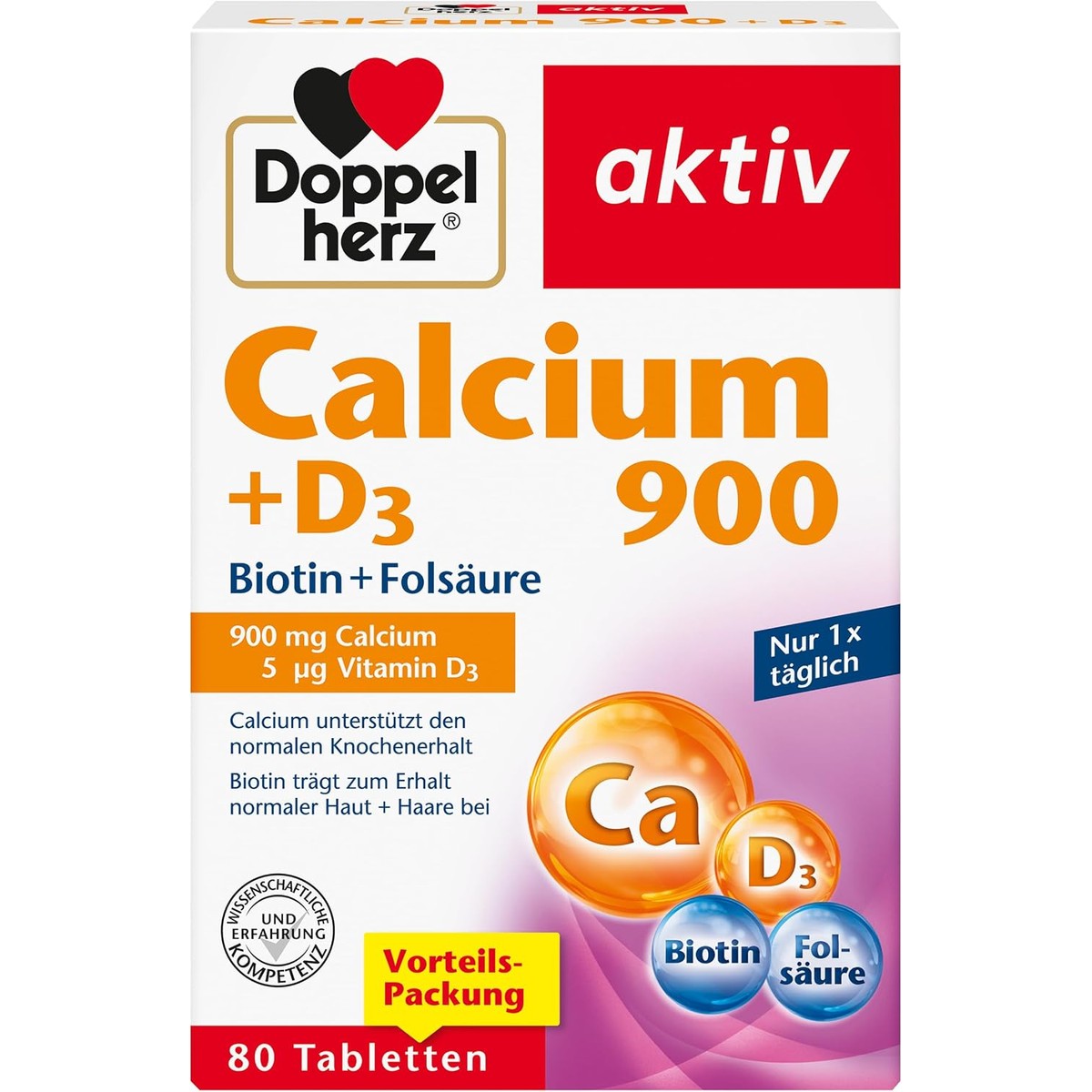 Doppelherz Calcium 900 + D3 + biotine + foliumzuur – Doppelherz