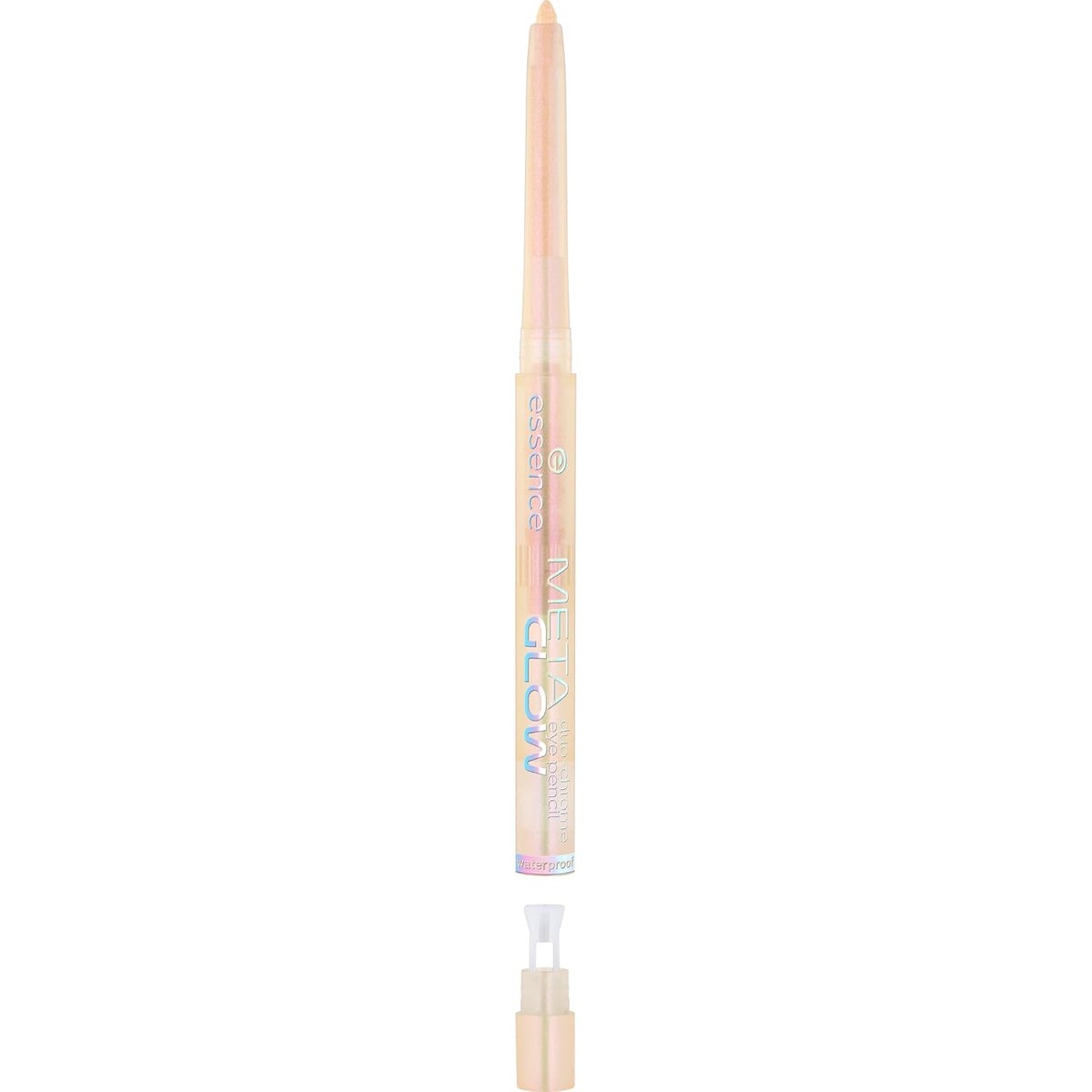 Essence META Glow duo-chrome oogpotlood, nr. 01, roze, langdurig, sterk gepigmenteerd, veegvast, kleurintensief, holografisch, veganistisch, waterbestendig, nanodeeltjesvrij, zonder parfum, per stuk – Essence Cosmetics