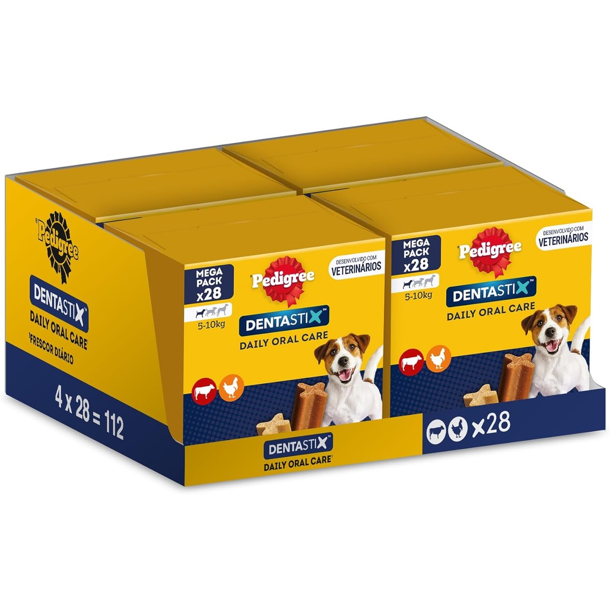 Pedigree Dentastix Zahnsnack für die Mundhygiene Kleiner Hunde, 4 Packungen mit je 28 Stück – Pedigree