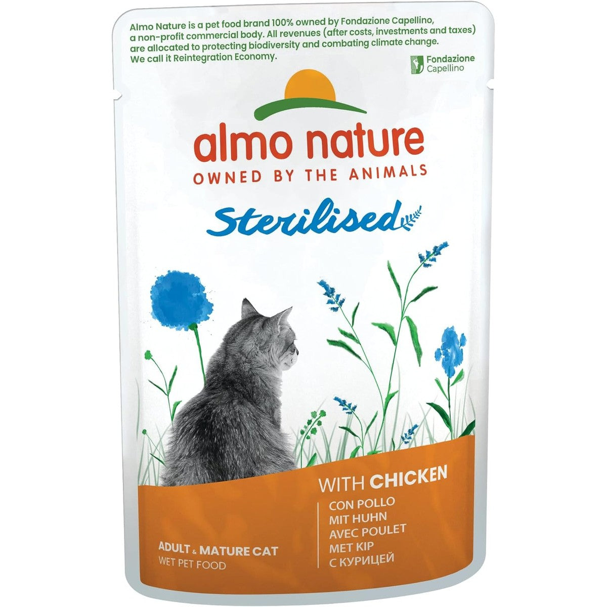 Almo Nature Functional - Sterilised natvoer voor volwassenen en rijpe, gesteriliseerde of weinig actieve katten - met kip - vetarm - hydraterend - 70 g (verpakking van 30) – almo nature