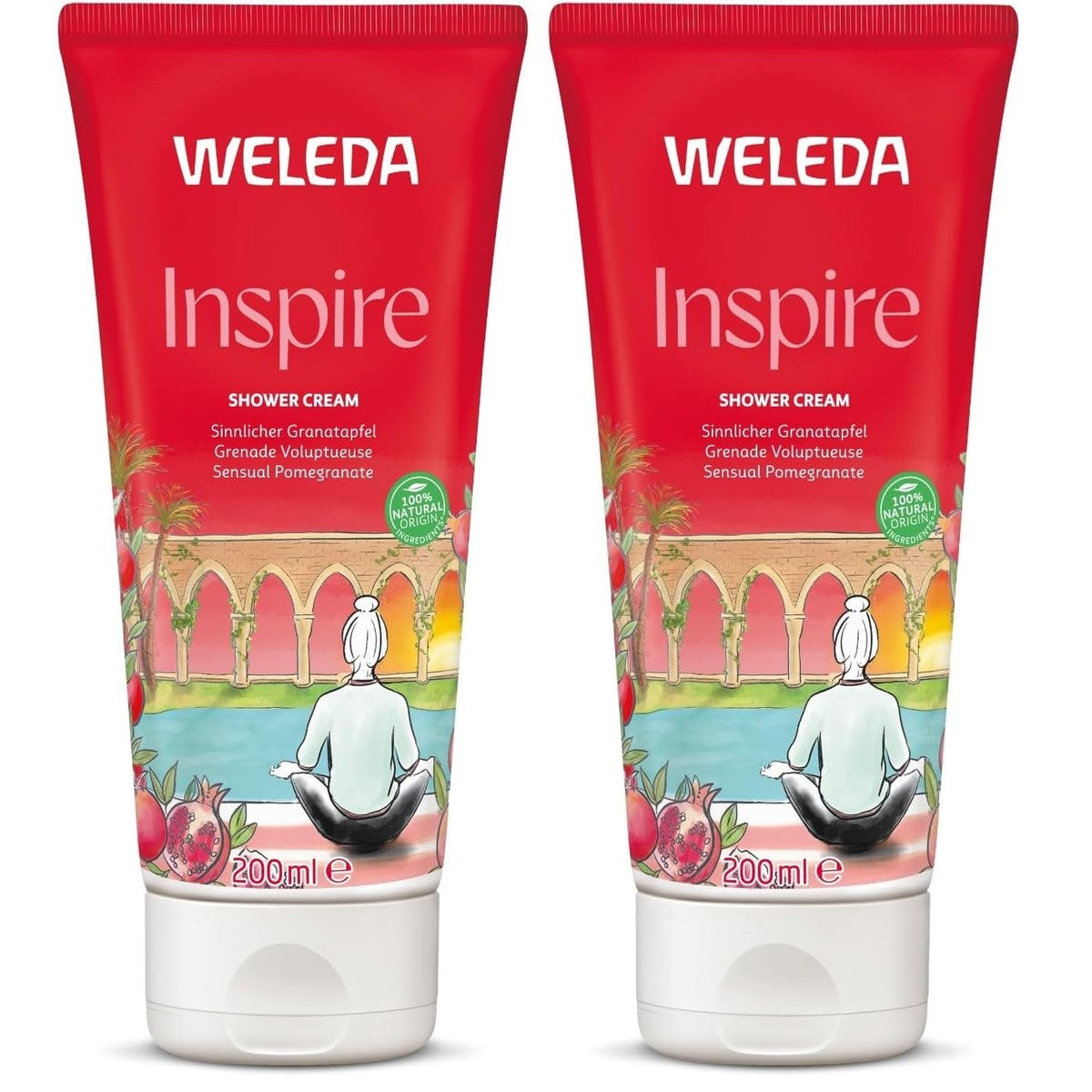 Weleda Bio Inspire Douchegel Granaatappel Sinaasappel-Vanille 2 x 200 ml