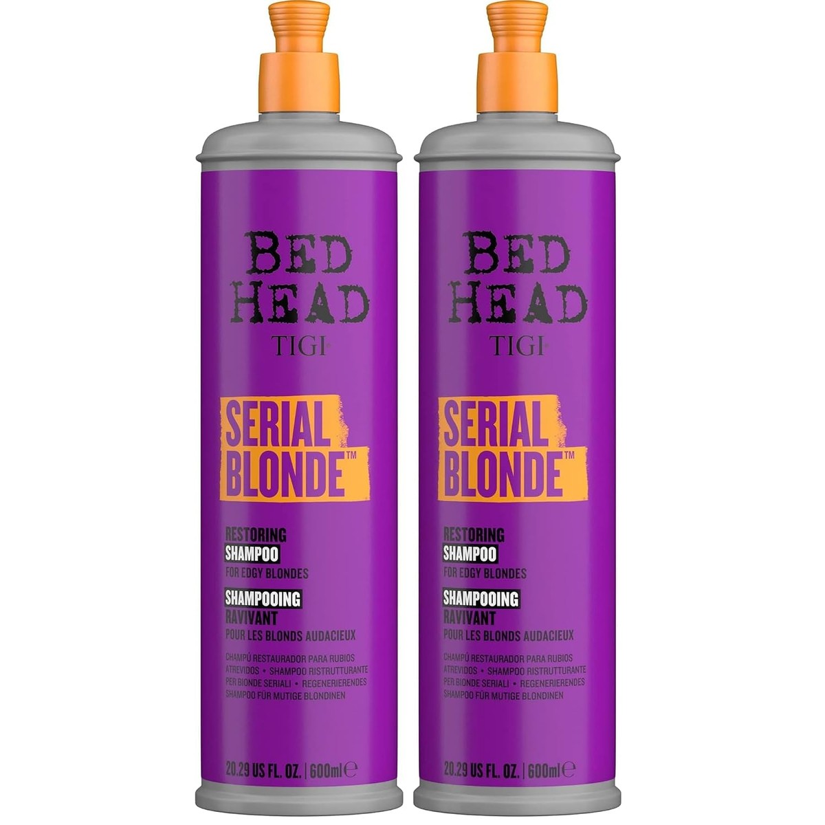 Bed Head by TIGI Serial Blonde Shampoo voor beschadigd blond haar, 600 ml Tropical (verpakking van 2) – TIGI