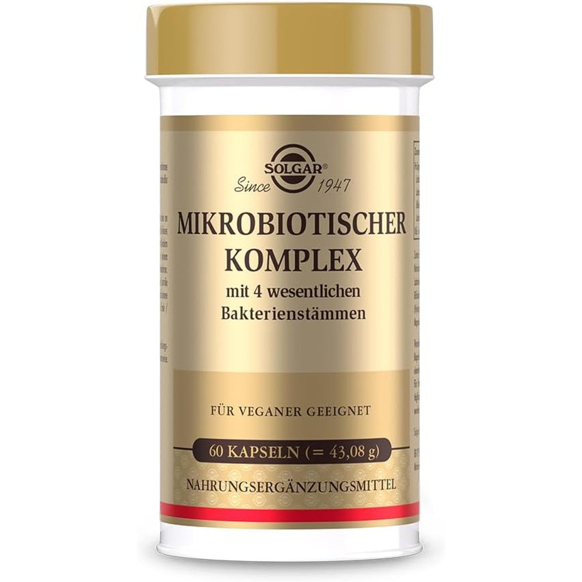 SOLGAR® Microbiologisch complex, met 4 essentiële bacteriestammen, voor het maag-darmsysteem, 60 veganistische en maagsapresistente capsules – SOLGAR
