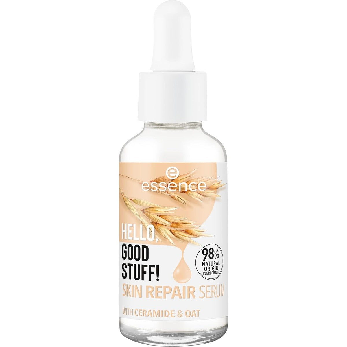 Essence HELLO, GOOD STUFF! Skin Repair Serum, gezichtsserum, wit, verzorgend, reparerend, doorschijnend, veganistisch, olievrij, zonder parabenen, zonder microplasticdeeltjes, per stuk verpakt (30ml) – Essence Cosmetics