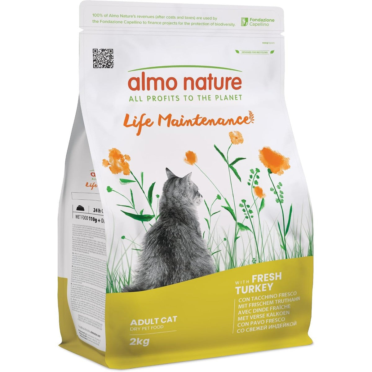 almo nature Life Maintenance Droogvoer voor volwassen katten met verse kalkoen als eerste ingrediënt, zak van 2 kg – almo nature