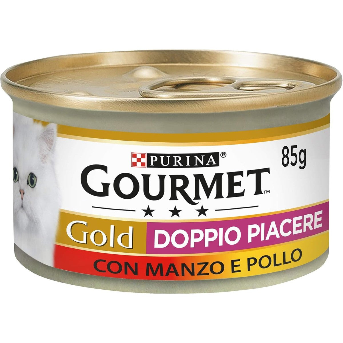 Purina Gourmet Gold, dubbel genot, vochtig kat, rundvlees en kip, 24 blikjes van 85 g | Traktaties met rundvlees en kip – Gourmet