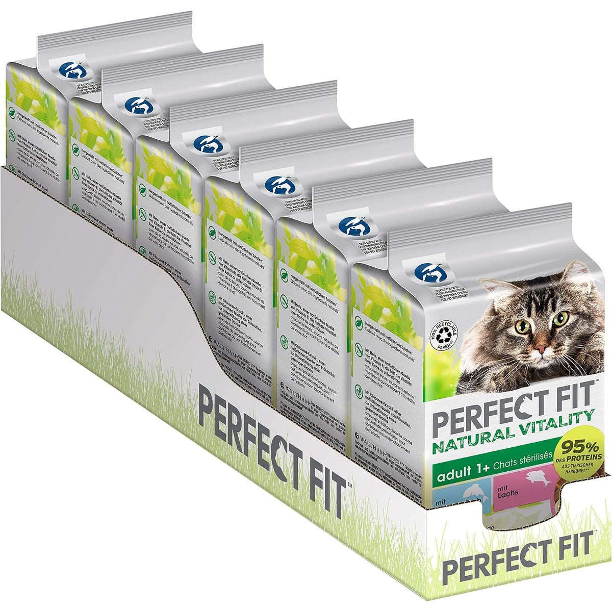 Perfect Fit Adult 1+ Premium natvoer kattenvoer Diepzeevis & Zalm 36 x 50 g