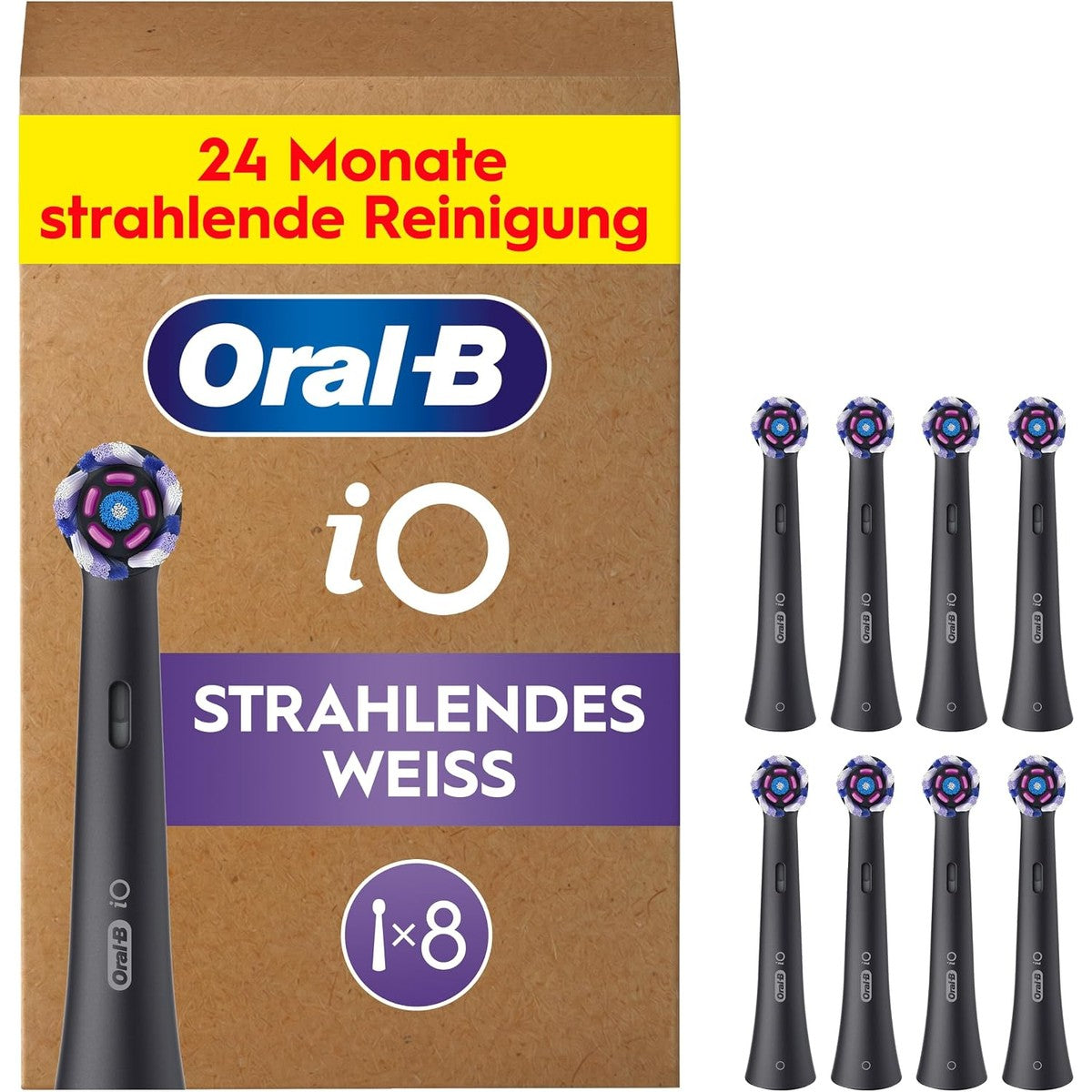 Oral-B iO Stralend Wit opzetborstels zwart 8 stuks – Oral-B
