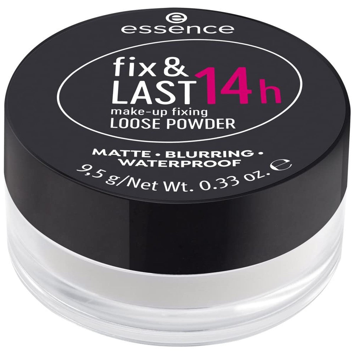 essence fix & LAST 14h make-up fixing LOOSE POWDER, transparant, langdurig, fixerend, glansabsorberend, mat, veganistisch, olievrij, waterbestendig, zonder parfum, per stuk verpakt (9,5 g) – Essence Cosmetics
