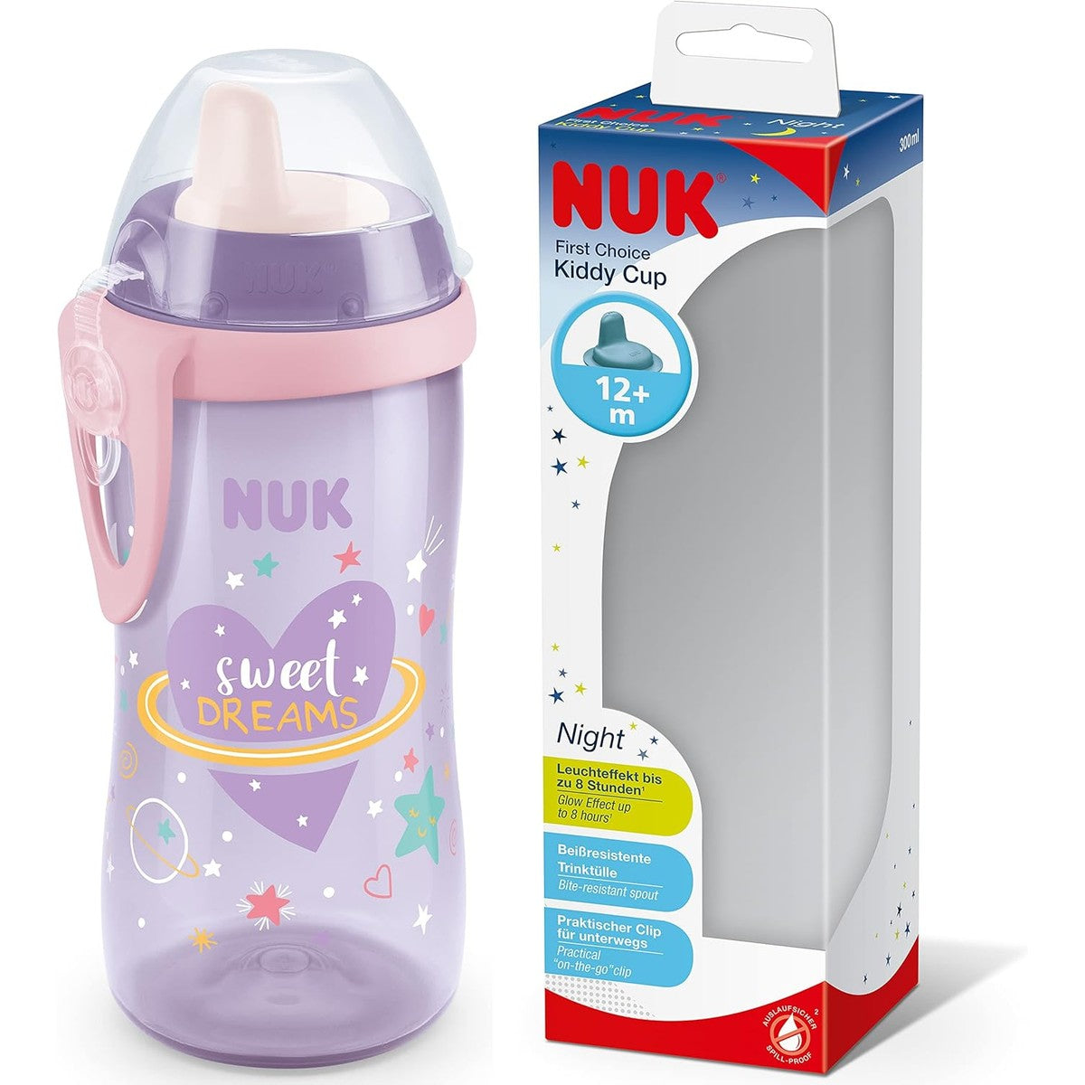 NUK Kiddy Cup Night drinkbeker paars 12+ maanden 300 ml – NUK