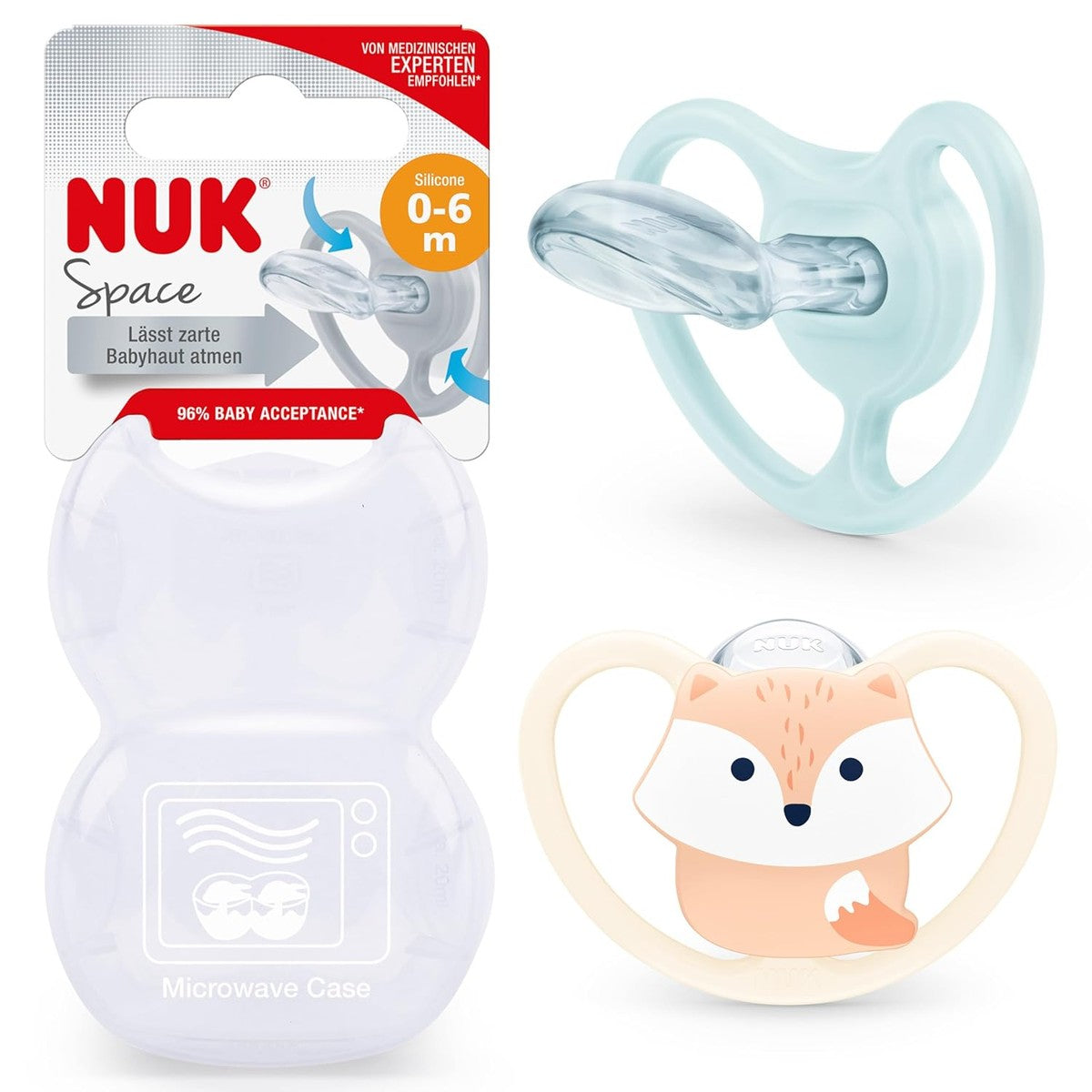 NUK Space Fopspeen Vos 0-6 maanden 2 stuks – NUK