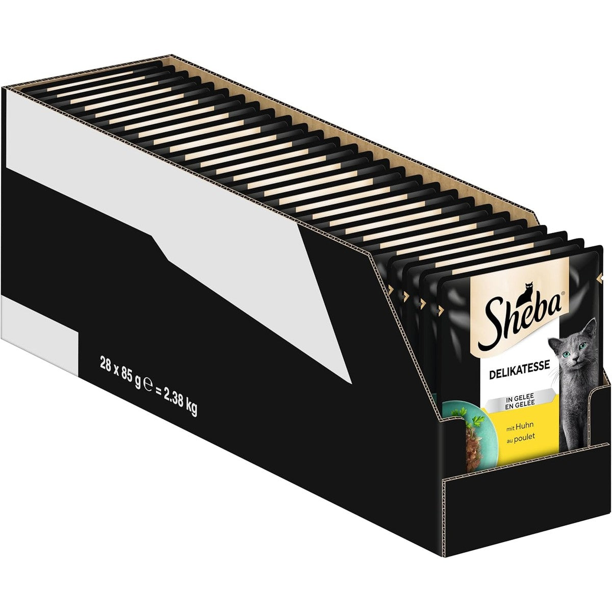 Sheba Delikatesse natvoer voor katten in portiezak met kip in gelei 28 x 85 g – Sheba