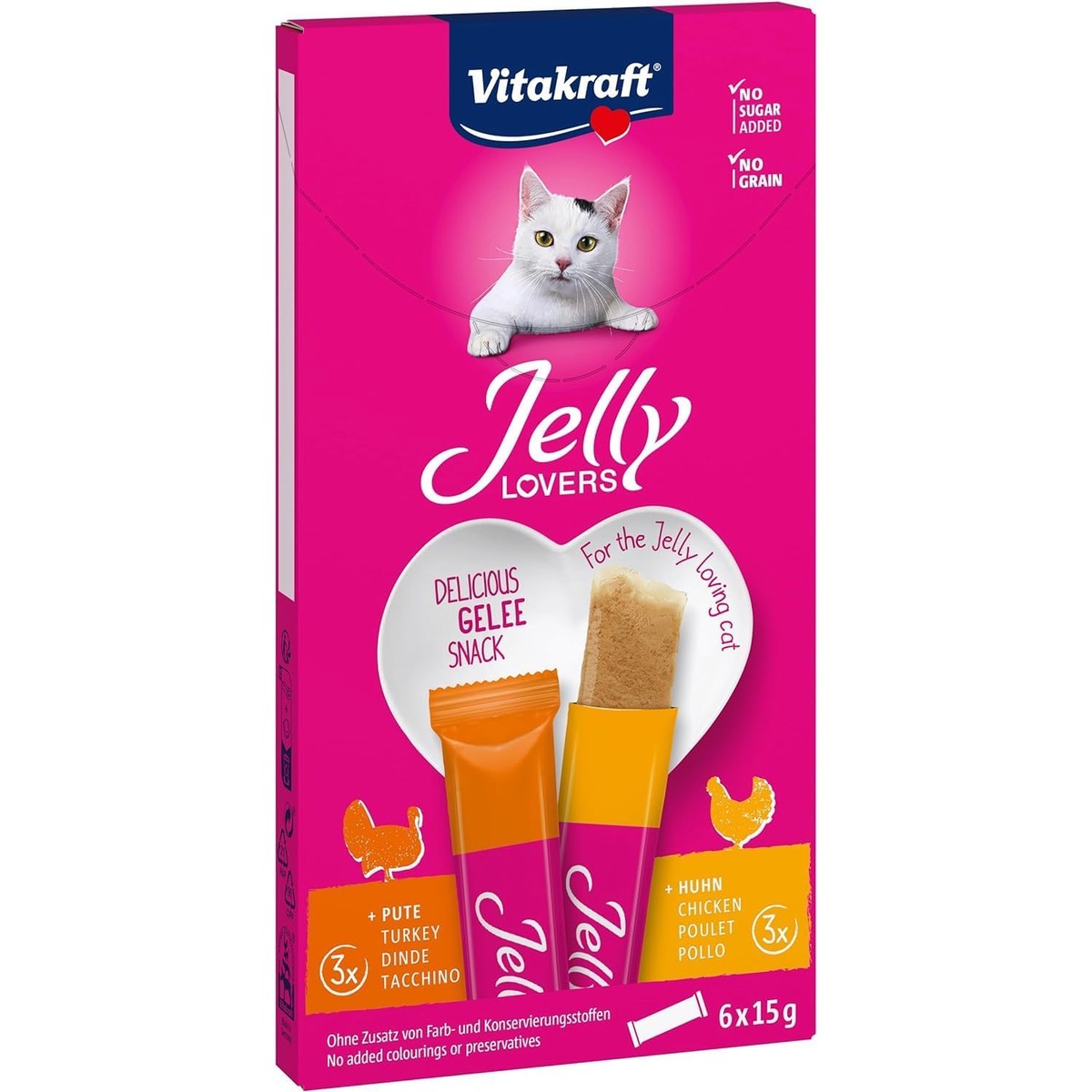 Vitakraft Jelly Lovers kattensnack kip kalkoen 6 x 15 g