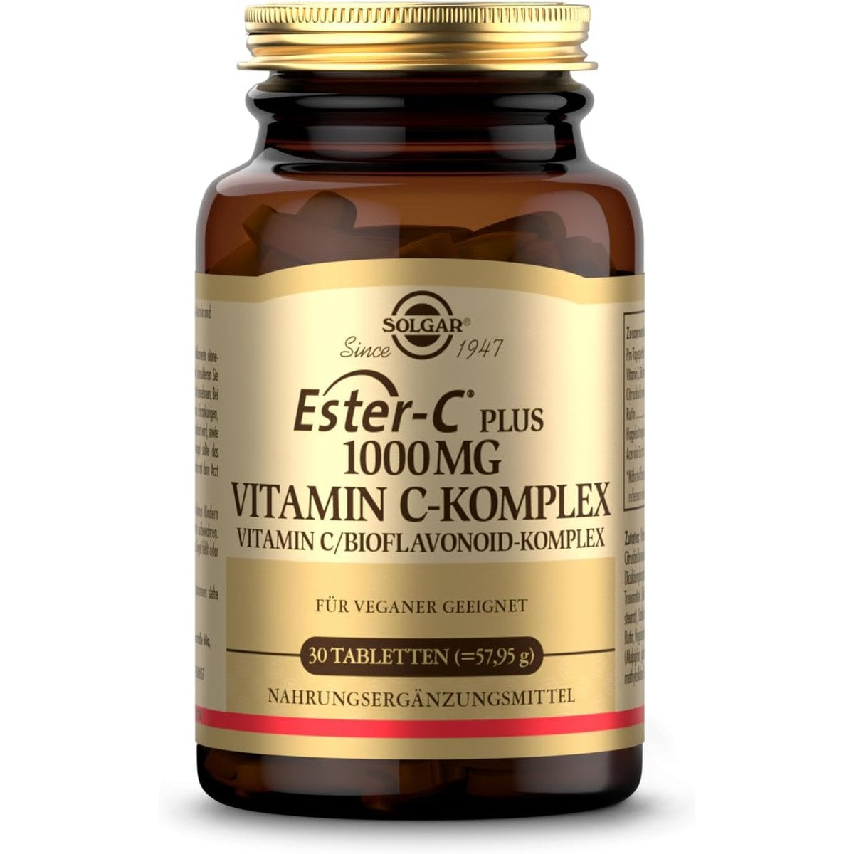 SOLGAR® Ester-C Plus (1000 mg) - Vitamine C-complex met gepatenteerde Ester-C®, citrus bioflavonoïden, acerola-extract, rozenbottelpoeder en rotin - 30 veganistische capsules – SOLGAR