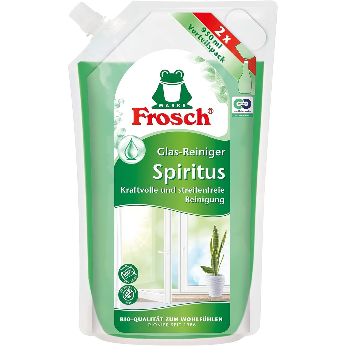 Frosch Spiritus Glasreiniger Navulzak 950 ml – FROSCH
