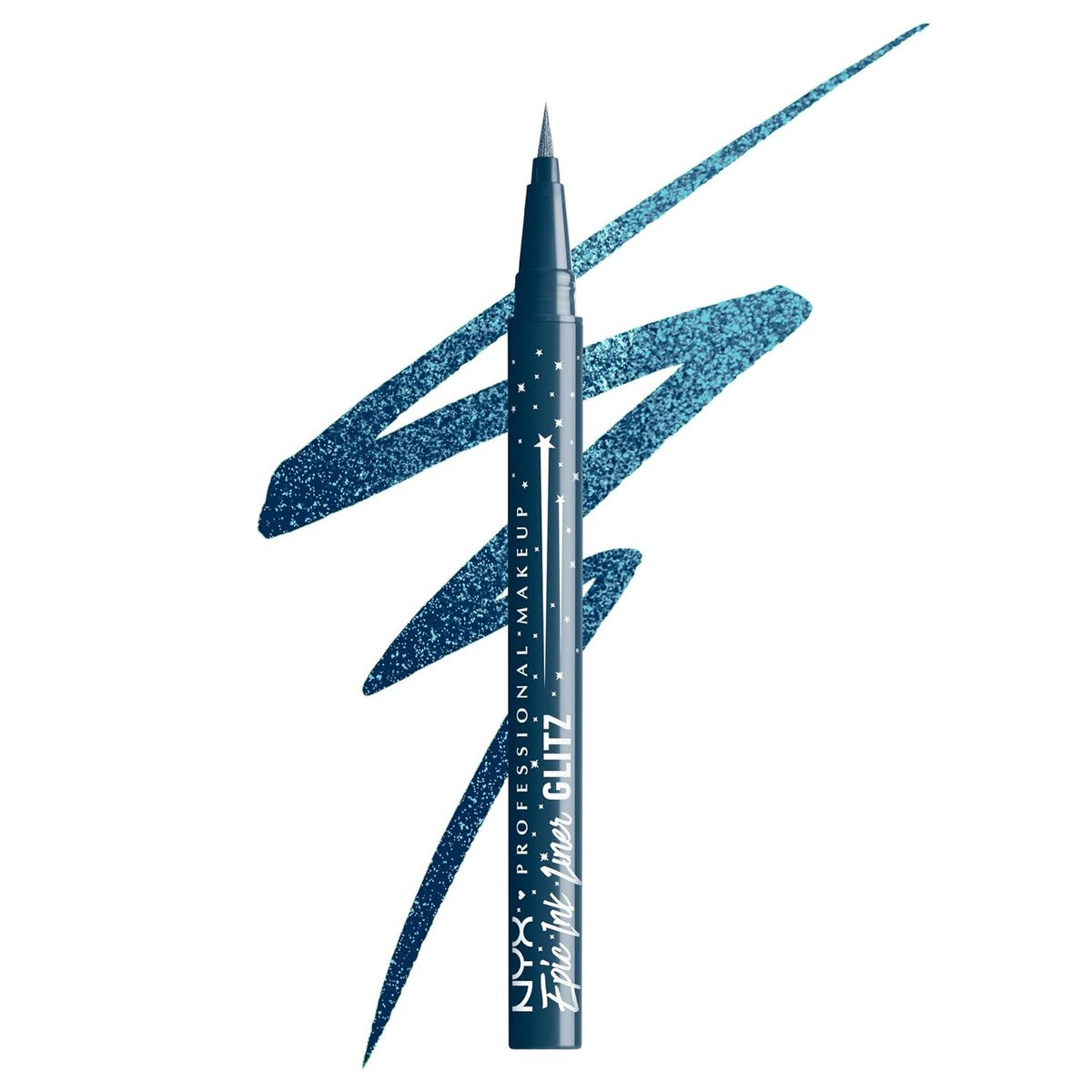 NYX Professional Makeup Epic Ink Liner Jeanz Denim Dazzle – watervaste vloeibare eyeliner in donkerblauw met glinsterende afwerking, 1 ml – NYX PROFESSIONAL MAKEUP