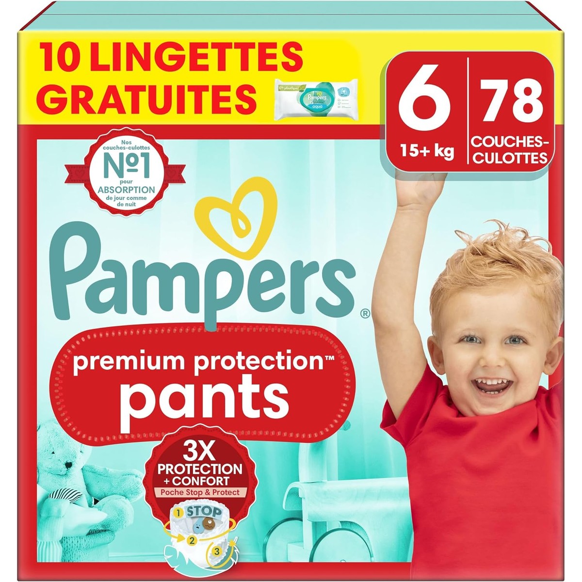 Pampers Premium Protection Pants maat 6, 78 luiers + 10 doekjes – Pampers