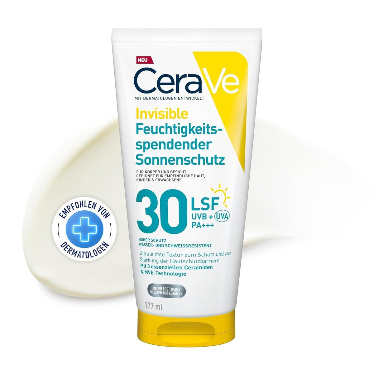 CeraVe Onzichtbare Vochtinbrengende Zonnebrandcrème SPF 30, 177 ml