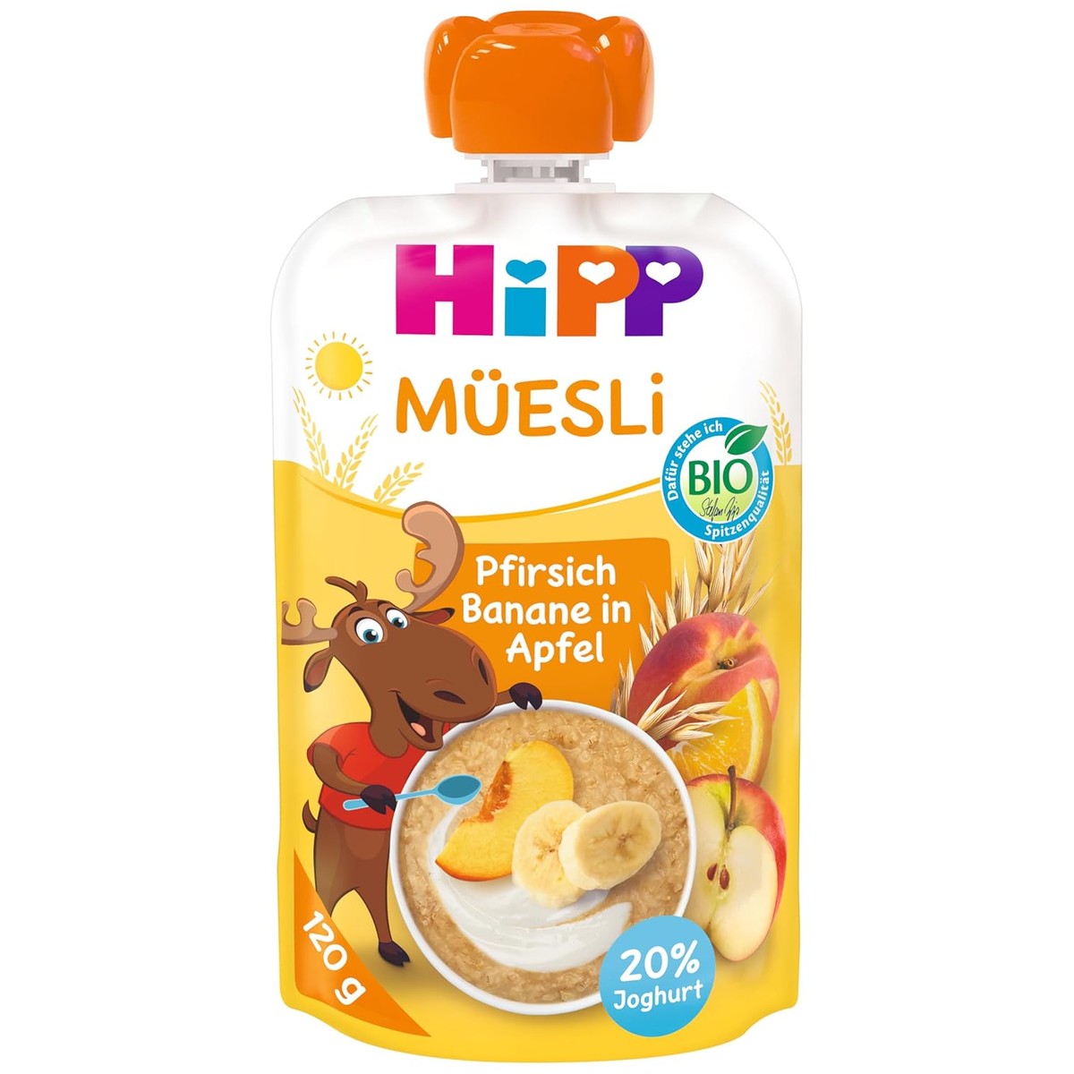 HiPP Müesli Perzik Banaan in appel met yoghurt 6 x 120 g – HiPP