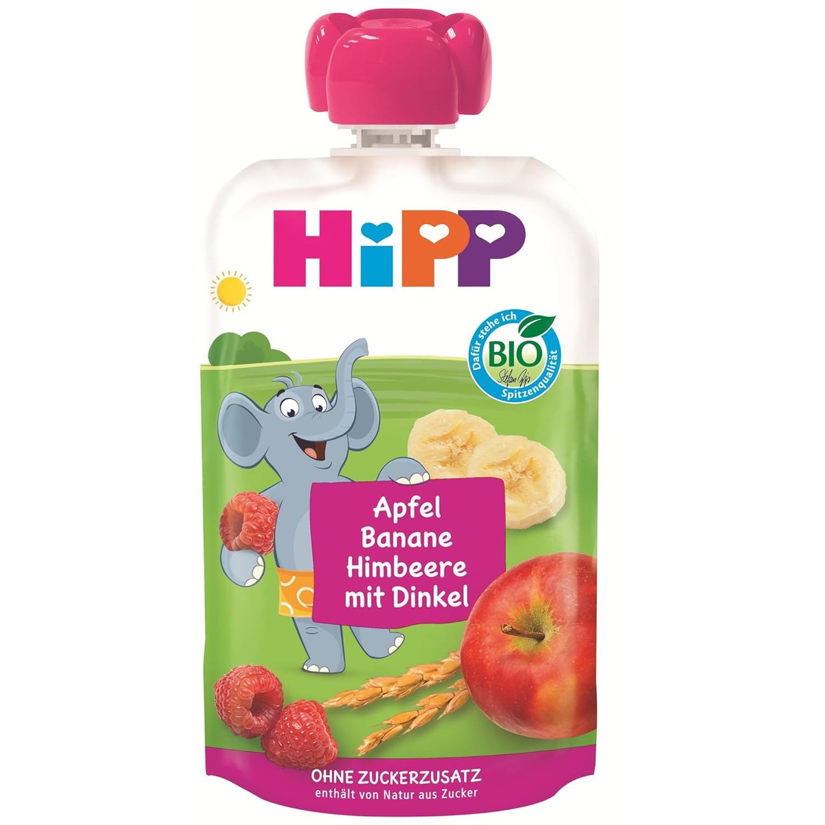 HiPP Bio Knijp appel, banaan, framboos met spelt (8 x 100 g) – HiPP