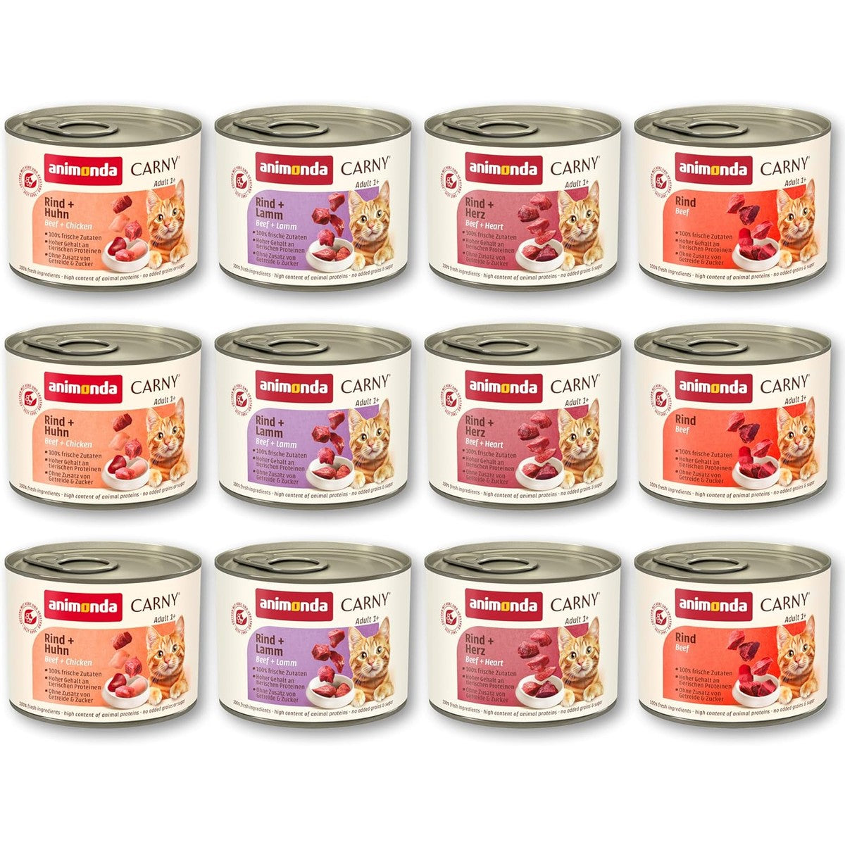 animonda Carny Adult kattenvoer, natvoer voor volwassen katten, mix 1, 12 x 200 g – animonda Carny